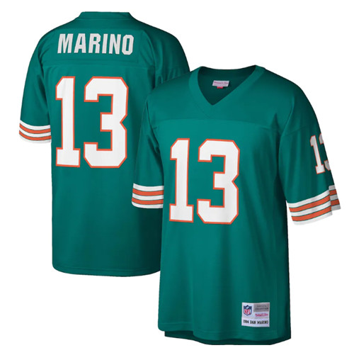 Men's Miami Dolphins #13 Dan Marino Aqua Mitchell & Ness 1984 Legacy Stitched Football Jersey